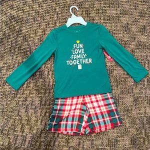 Boys Christmas Pajamas 6 FUN LOVE FAMILY Green/Red plaid, 2 Pc,Top & Shorts, NWT